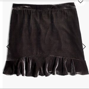 Madewell Velvet Ruffle Edge Skirt | Dark Gray | NWT